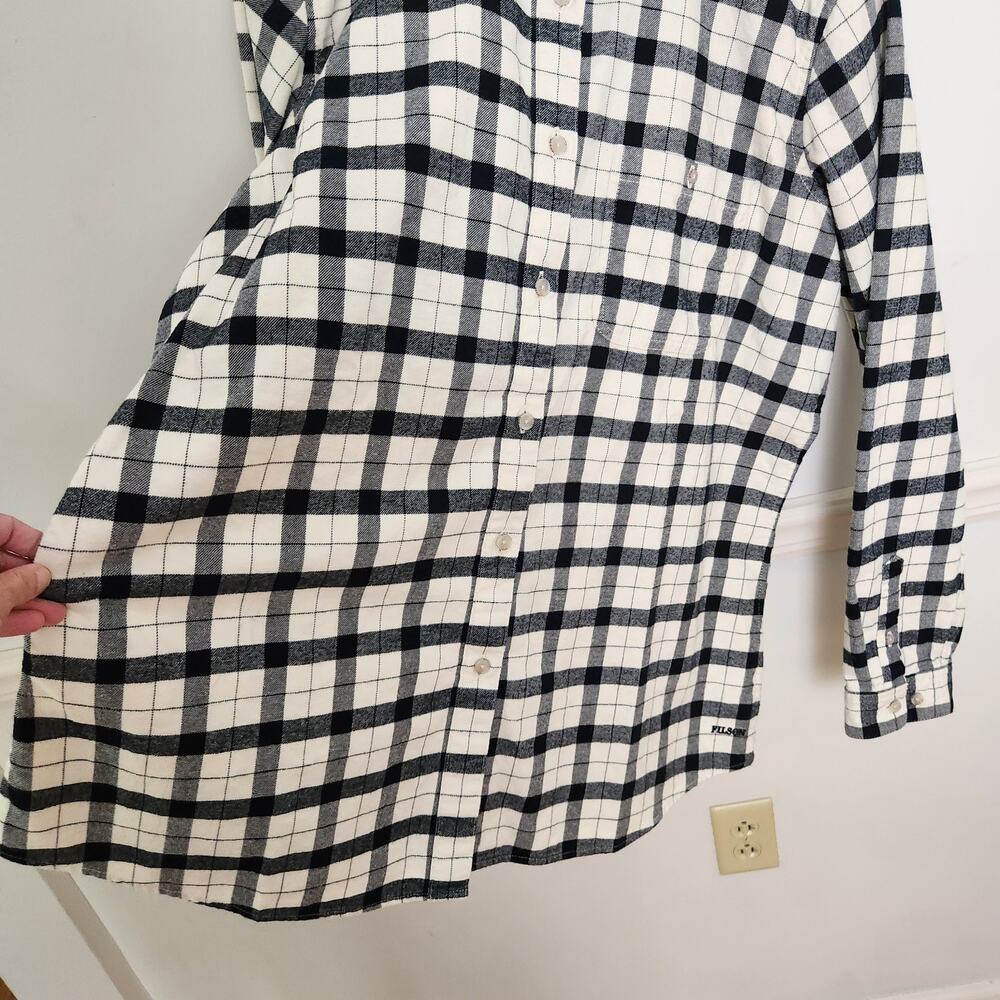Filson Flannel Shirt XXL Womens Buttonup Alaskan Guide Plaid Black Cream Outdoor - Picture 3 of 13